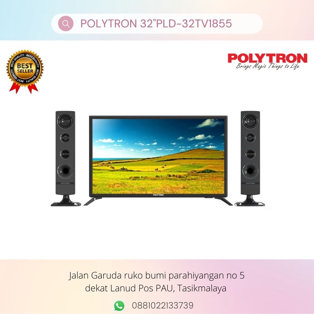 TV LED POLYTRON 32" PLD-32TV1855 DIGITAL + SPEAKER TOWER