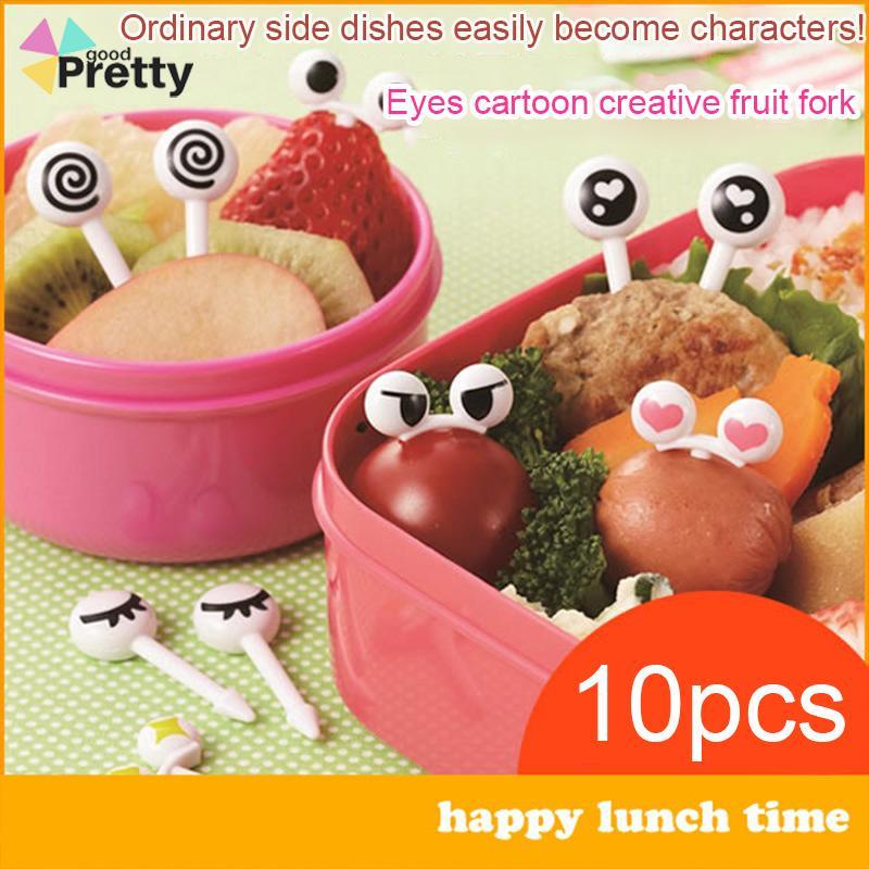 10PCS Garpu Buah karakter Kue tusukan bento Dessert Mini Motif Kartun Hewan food pick bento lucu Cetakan Bento  Untuk Anak