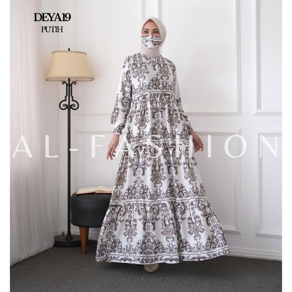 ABA AGEN BAJU HOMEY DRESS GAMIS DEYA BAHAN KATUN-DEYA 19 PUTIH