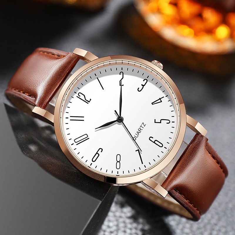 [READY] Jam Tangan Analog Pria Tali Pu Leather / Jam Tangan Pria Casual