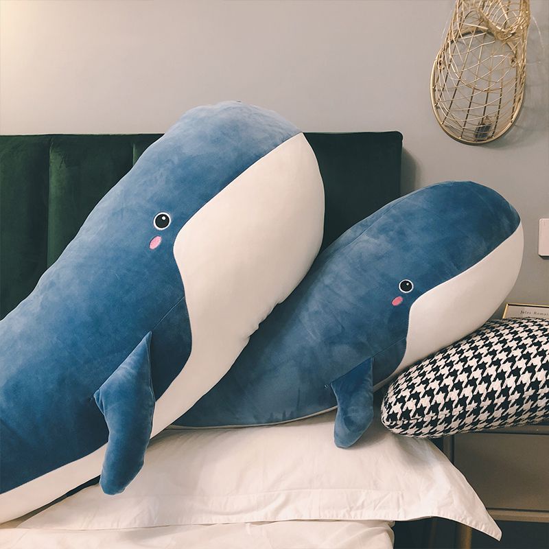 Cute Washable Soft Stuffed Whale Toy Ocean Animal Blue Black Underwater Giant Whale Plushie for Children Birthday Gift