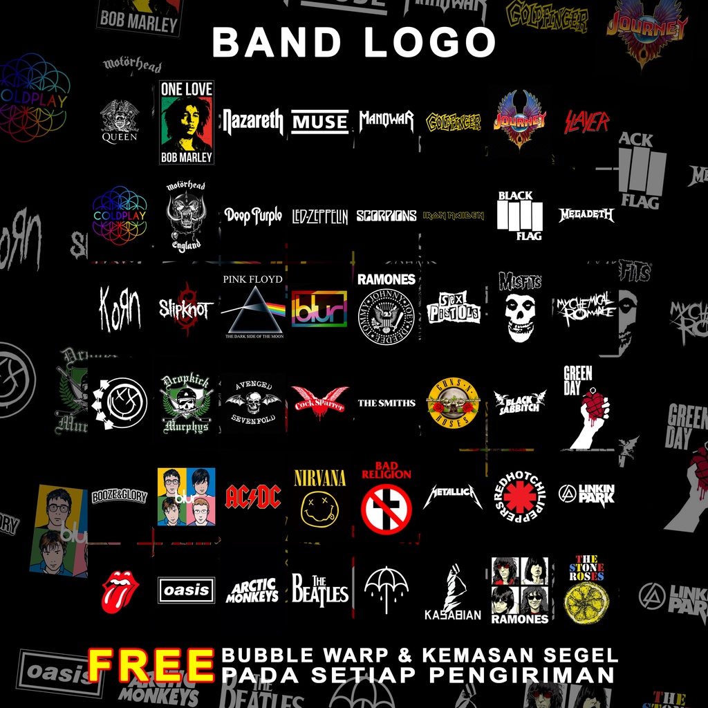 (48 PCS) Poster Dinding Aesthetic | Poster Dinding Aesthetic Band Logo Series