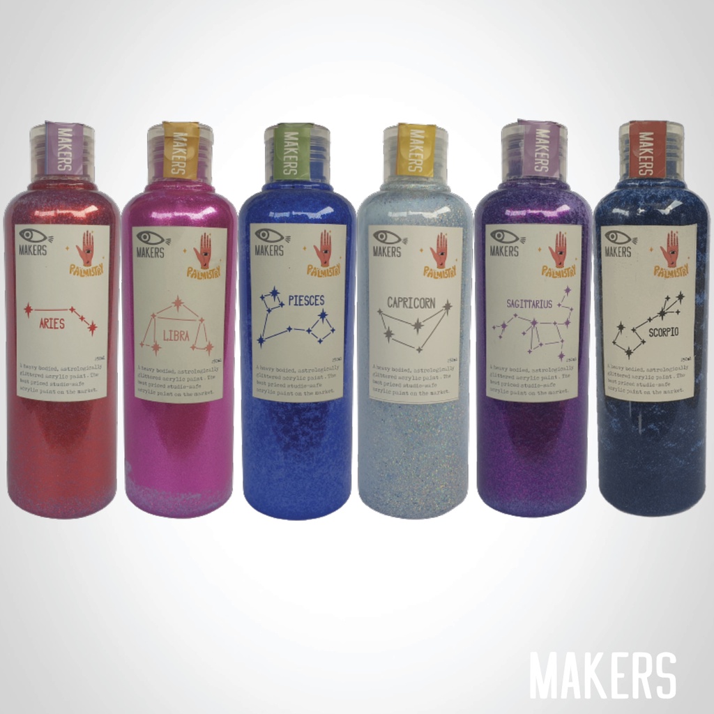 

MAKERS Transparent Glitter Acrylic Paint 250ml- Set of 6