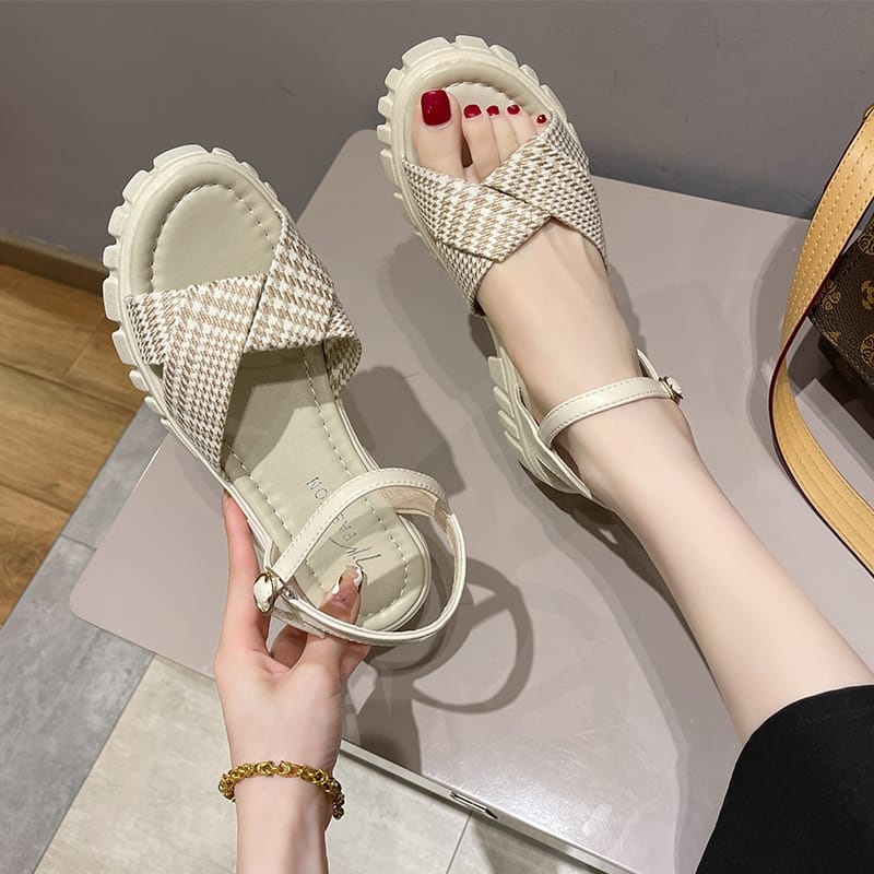 SN2112 Sandal Wedges Tali Wanita