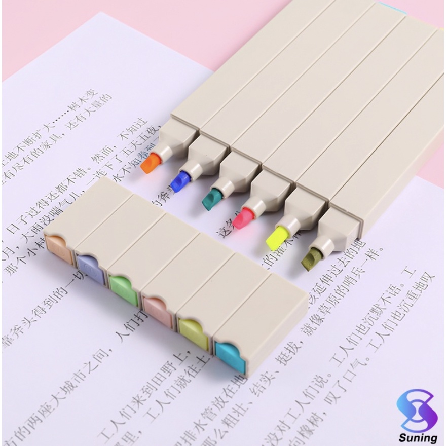 COD MULTICOLOR pena stabilo siswa 6PCS/SET Stabilo / highlighter pastel 6 colors warna