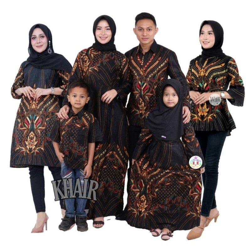 BATIK COUPLE KELUARGA sania ruffle ori ndoro jowi dnt motif PRASASTI KUNING