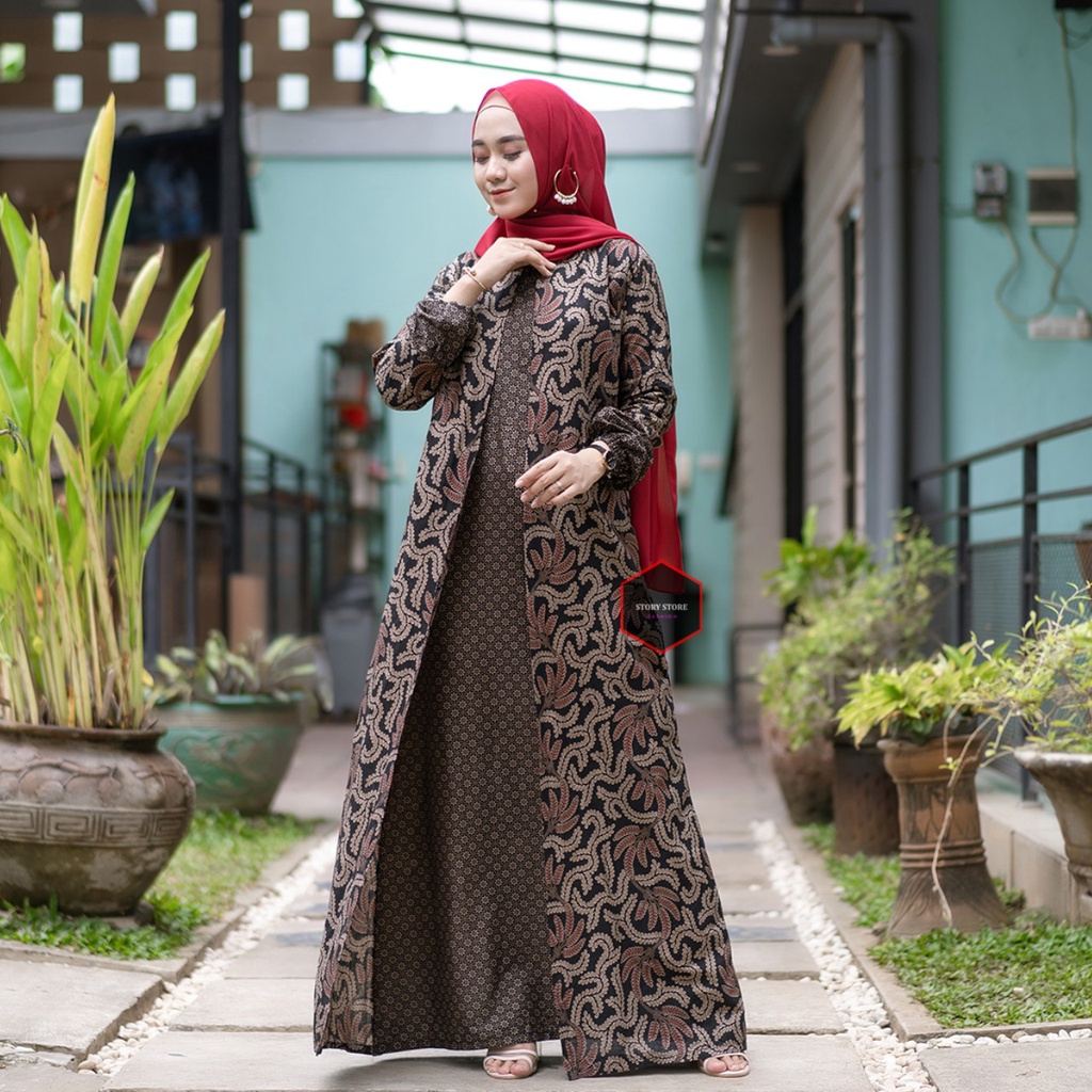 GAMIS HEM BATIK TRENDY 2022 DAUN ASEM