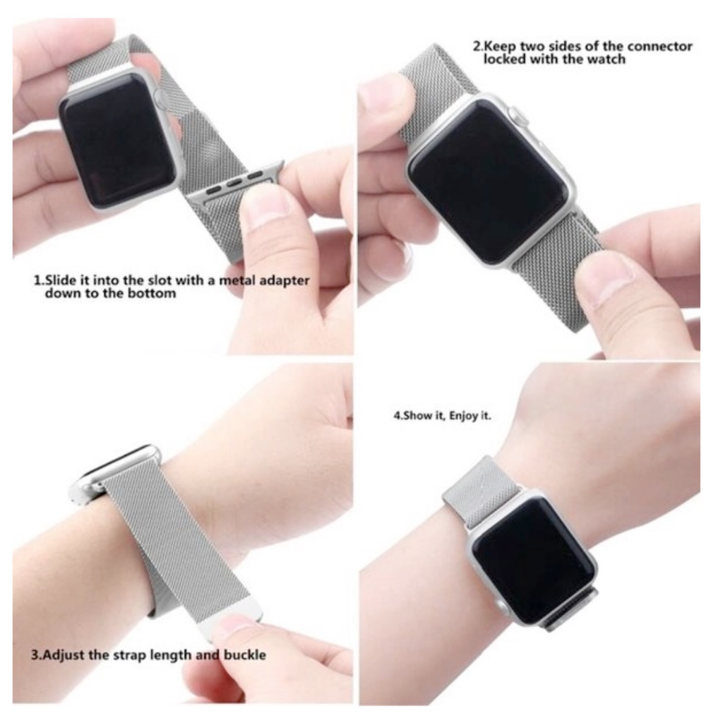 iKawai Strap Smartwatch Metal Loop Strap For i7 Pro Max T500 T500 PLUS H55 T5s W55 W55s Smart Watch Tali Jam Tangan Smartband