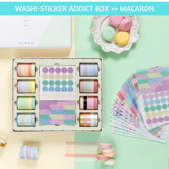 

MASKING TAPE WASHI TAPE PAKET STICKER BUJO PLANNER KIT TEMA MACARON DISKON