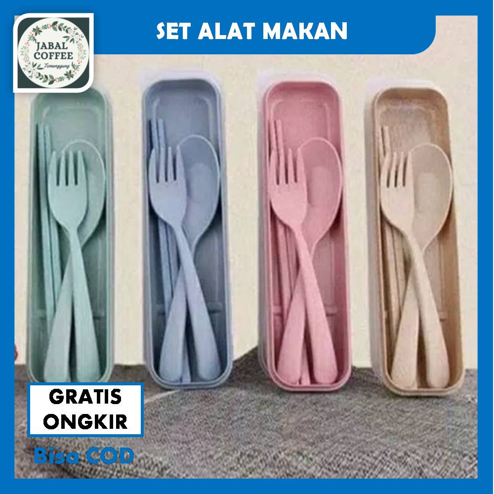 Sendok Garpu Sumpit Portable Set / Sendok Makan Jerami Set Portable Travelling / Alat Makan SetJ138