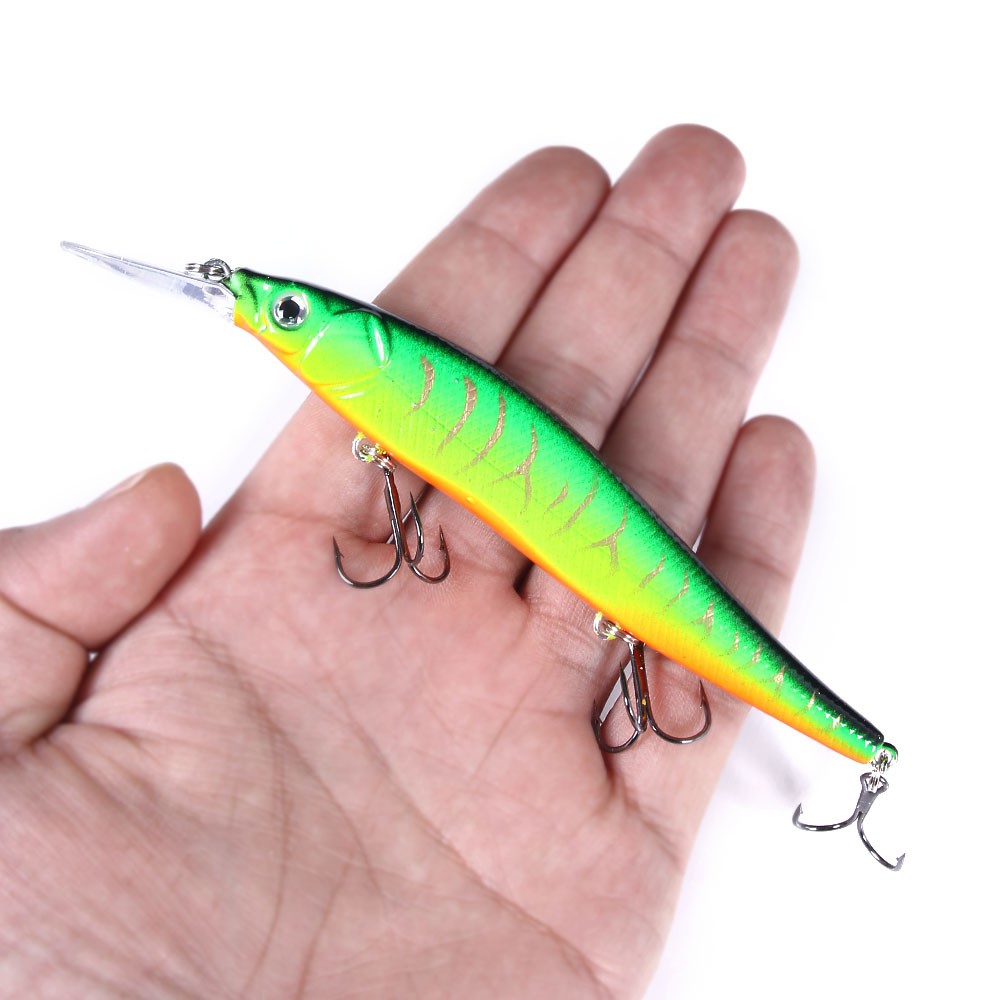 HENGJIA 1pcs 13.5CM 15.6G Laser Minnow Fishing Lure Umpan Pancing Inside Steel Ball Artificial Fishing Bait Ikan Crankbaits Kail Diving 0.2-2M Alat Pancing Tackle