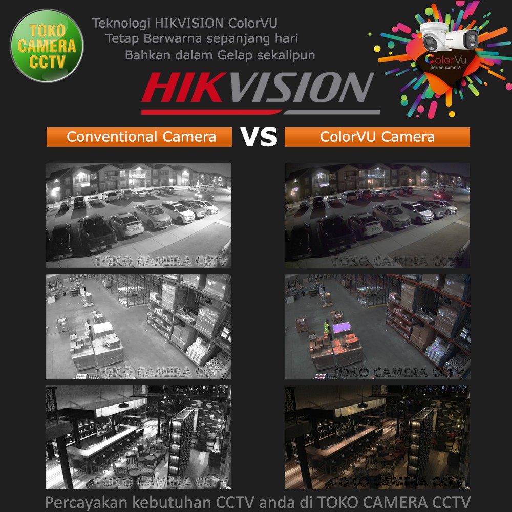 PAKET CCTV HIKVISION COLORVU 5MP 4 CHANNEL 3 KAMERA