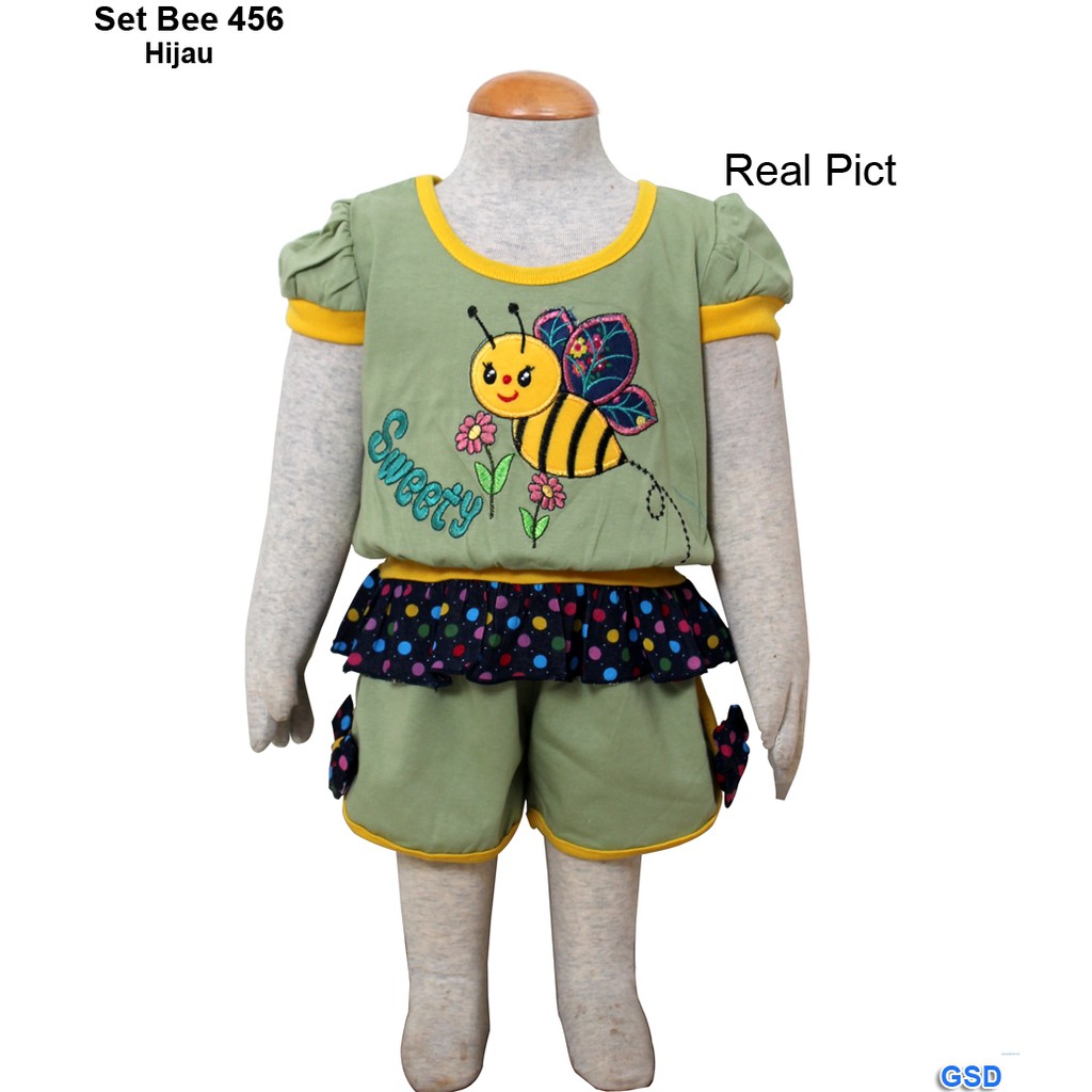 St Bee 456/Setelan Baju Celana Anak Bayi 1thn/Pakaian Stelan Anak/Baju Casual Santai Anak Bayi Murah