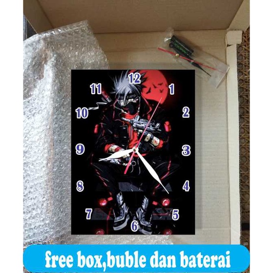 DEKORASI DINDING KARAKTER KAKASHI JAM DINDING KAYU MURAH CUSTOM KADO HADIAH AESTHETIC FURNITURE