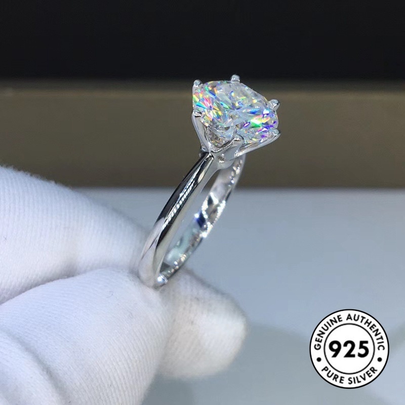 Cincin Model Terbuka Aksen Berlian Bahan S925 Silver Untuk Wanita