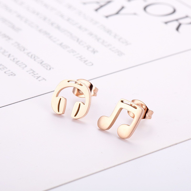 SALE Anting Titanium Rose Gold Asli Wanita Fashion Anti Karat Murah AA059 motif nada