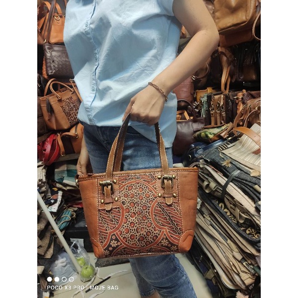 tas handbag batik kulit asli ( lukis) termurah by moje jogja