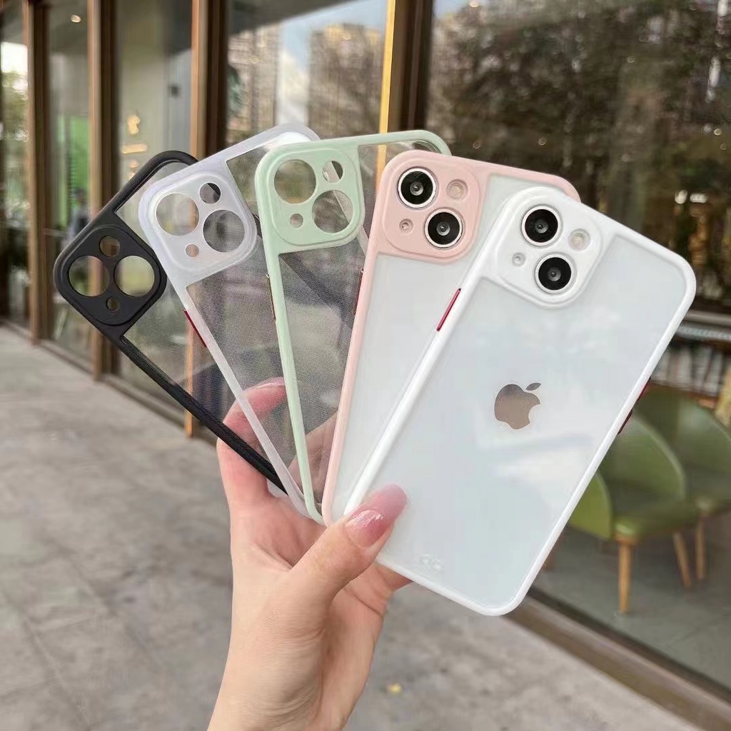 Case Pelindung Warna Macaron Transparan anti Jatuh Untuk iphone 11 12 13 pro max