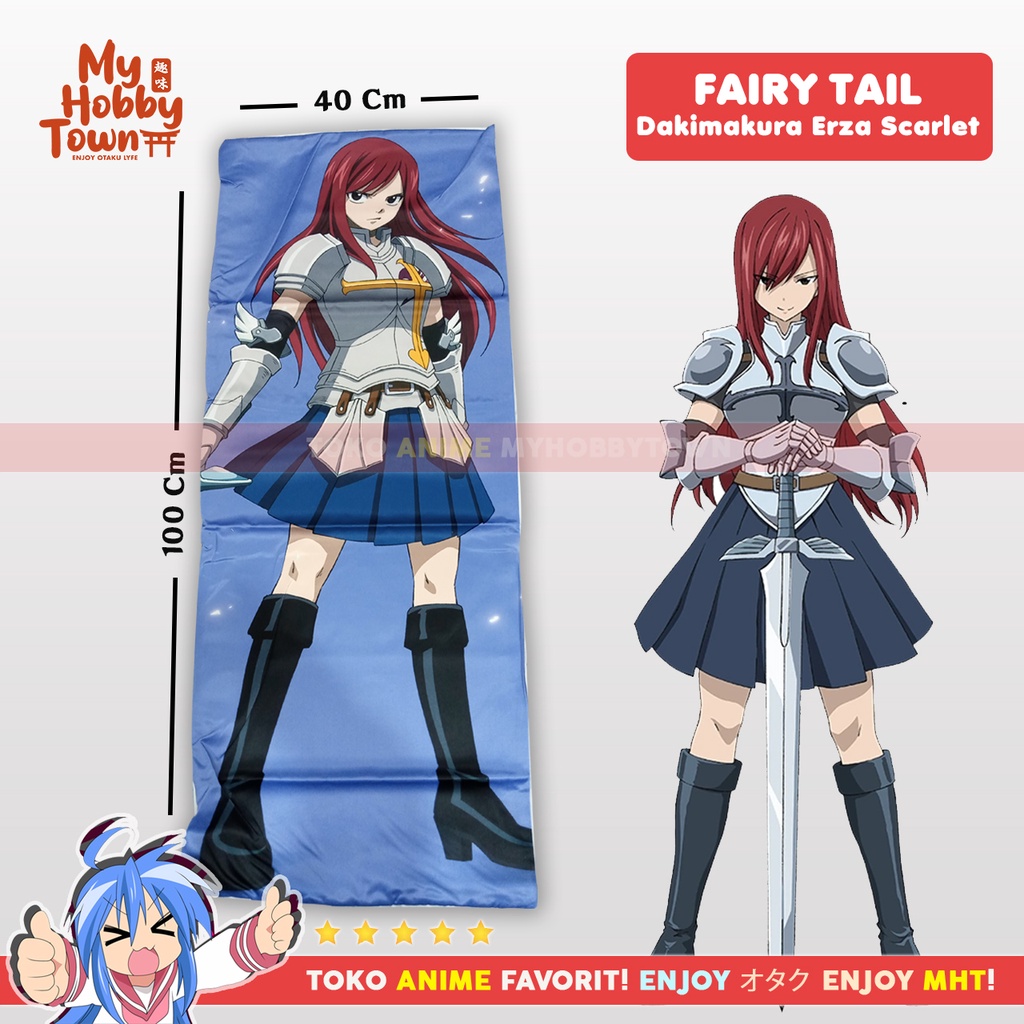 Sarung Bantal Anime Dakimakura Fairy Tail : Erza Scarlet 40 x 100 cm 1 Sisi