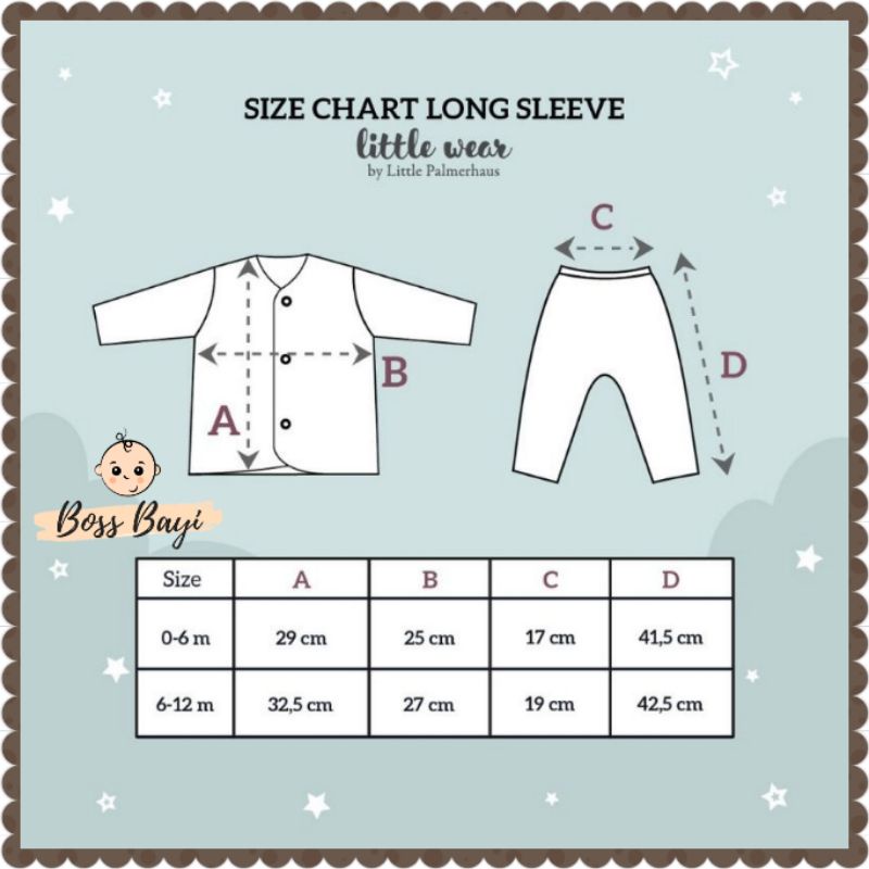 LITTLE WEAR Long Sleeve by Little Palmerhaus - Setelan Panjang Kancing Depan Bayi