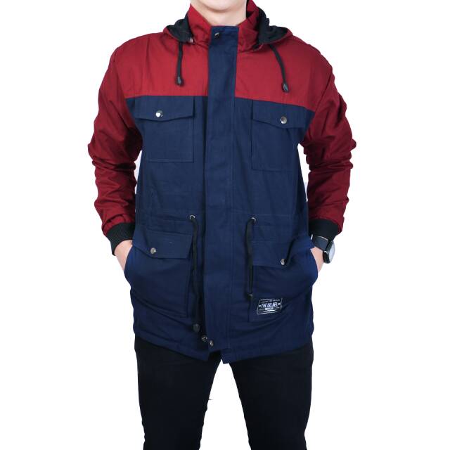 Kent Jaket Parka Reglan Maroon Navy Original