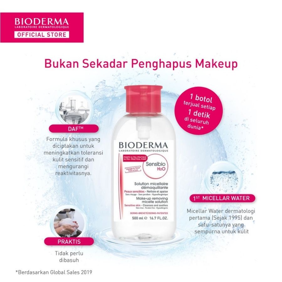 Bioderma Sensibio/Sebium  H2O Micellar Water  500ML [with Pump]  Pembersih Make Up