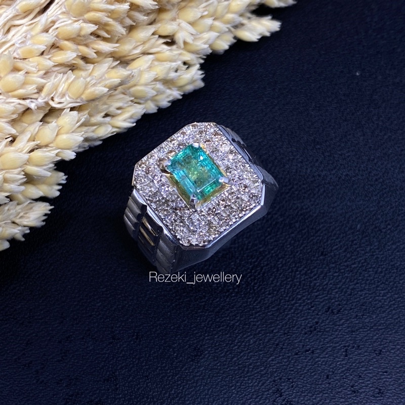 cincin zamrud laki laki berlian ring silver
