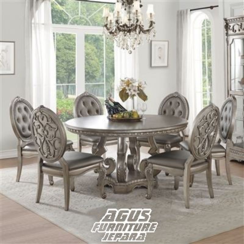 MEJA MAKAN MODERN LUXURY DUCO KURSI 6  (meja kursi makan kursi ukir meja ukir)