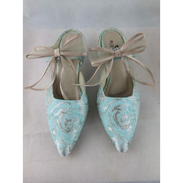 SEPATU HAK WANITA CUSTOM HEELS 3 CM Woman shoes hijau tosca