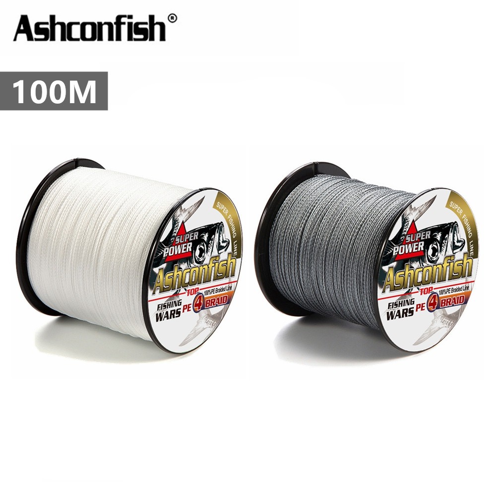 Ashconfish 100M X4 Tali Pancing Dyneema Multifilament Senar Pancing PE Benang 4 Untai Warna Putih