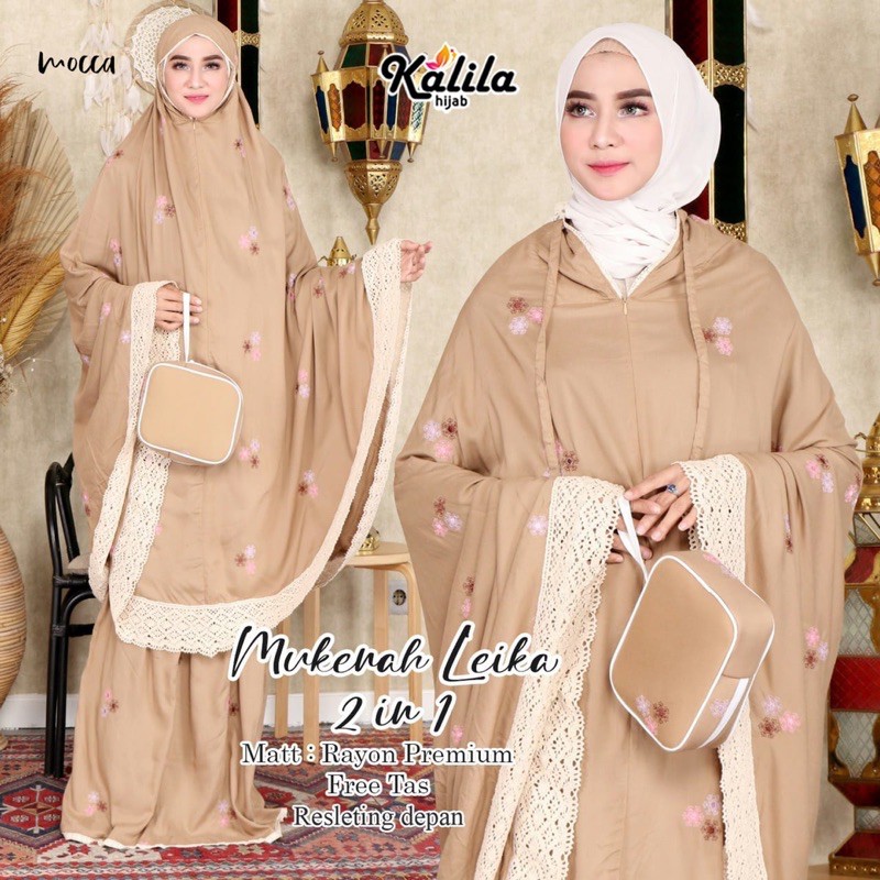 TERBARU • Mukena Leika 2 in 1 • Mukena two in one • Mukena katun rayon super premium • Mukena dewasa