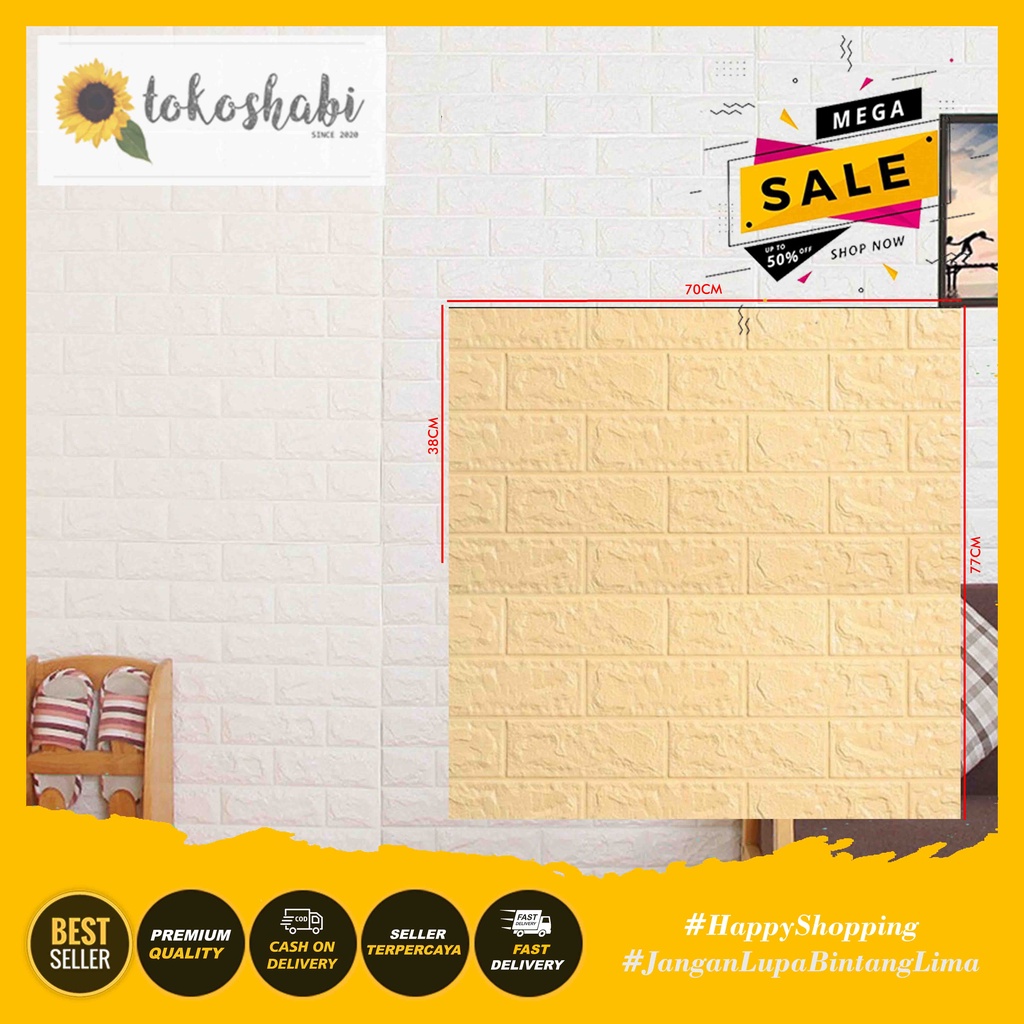 Wallpaper Dinding 3D Modern Foam Bata Wallfoam Sticker Motif Bata