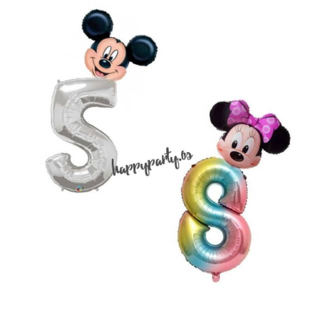 Miawmiaw_Id Paket Balon Angka Mickey/Minnie Mouse Jumbo