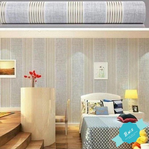Wallpaper Sticker Dinding Minimalis Motif Salur Gold/Emas