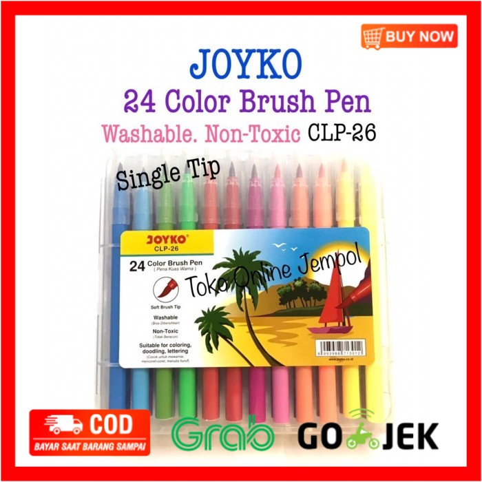 

(BISA COD) 24 Color Brush Pen JOYKO Single Tip Pena Kuas Warna CLP-26 ATK1037JY