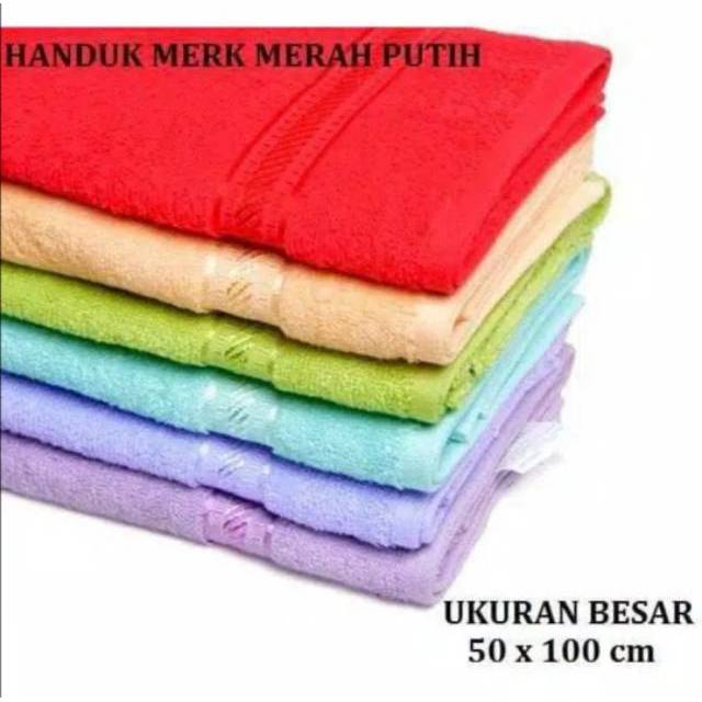 HANDUK MERAH PUTIH 50x100 certifed Iso14001 cotton Asli/Ori