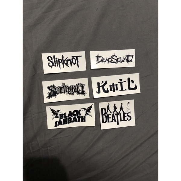 stiker pack band metal indo dan barat satu set untuk tempel di gitar helm motor kulkas koper laptop dll