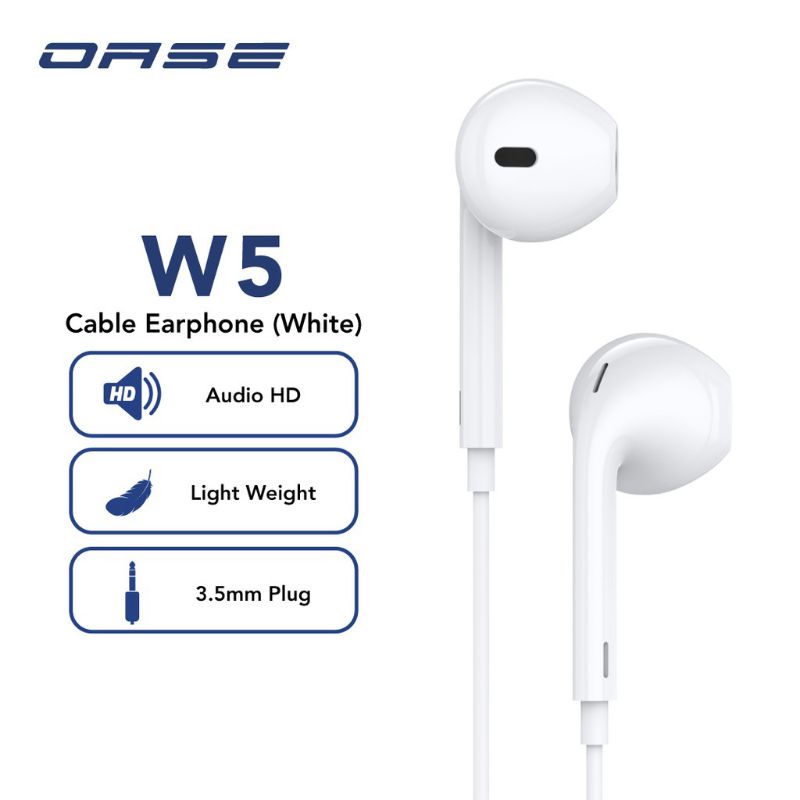 OASE W5 Wired Earphone Headset Half In Ear 14mm Diameter HD