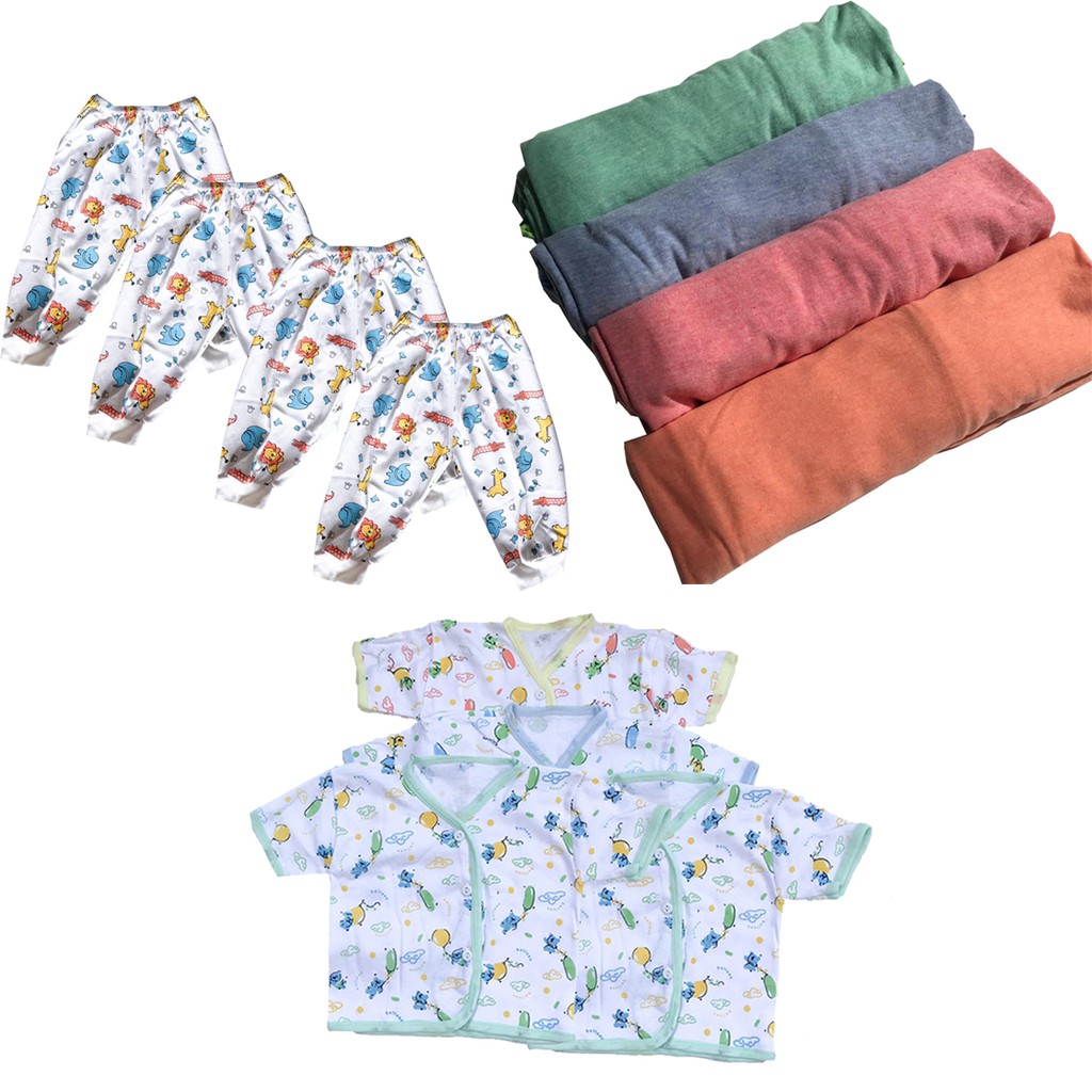 SWADDLE BABYJOY Set Perlengkapan Bayi (2 Bedongan + 4 Baju Full Print + 4 Celana Full Print)
