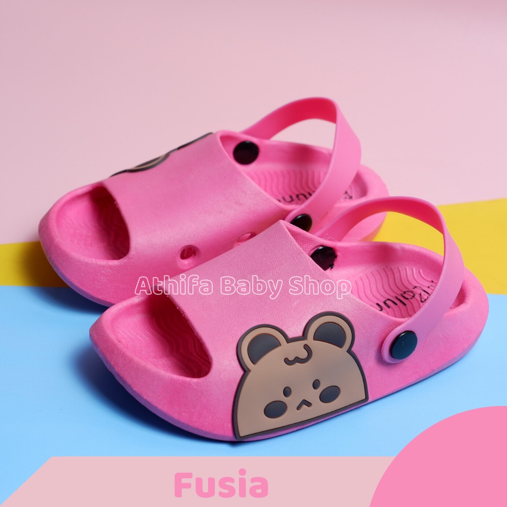 Sepatu Sandal Slop Gunung Anak Balita Bayi Perempuan Karakter Kelinci Beruang Laki Lelaki Cowok Cewe Usia 6 7 8 9 10 11 Bulan 1 2 3 4 5 6 7 Tahun Sendal Karet PCU Import -Laluna- 21337