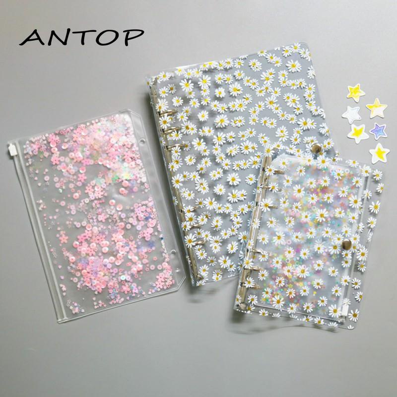 Buku Notebook / Catatan / Diary A6 Cover PVC Transparan Motif Bunga Daisy