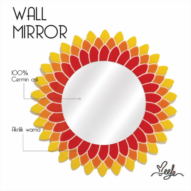 Cermin dinding bulat,Wall mirror decor flower