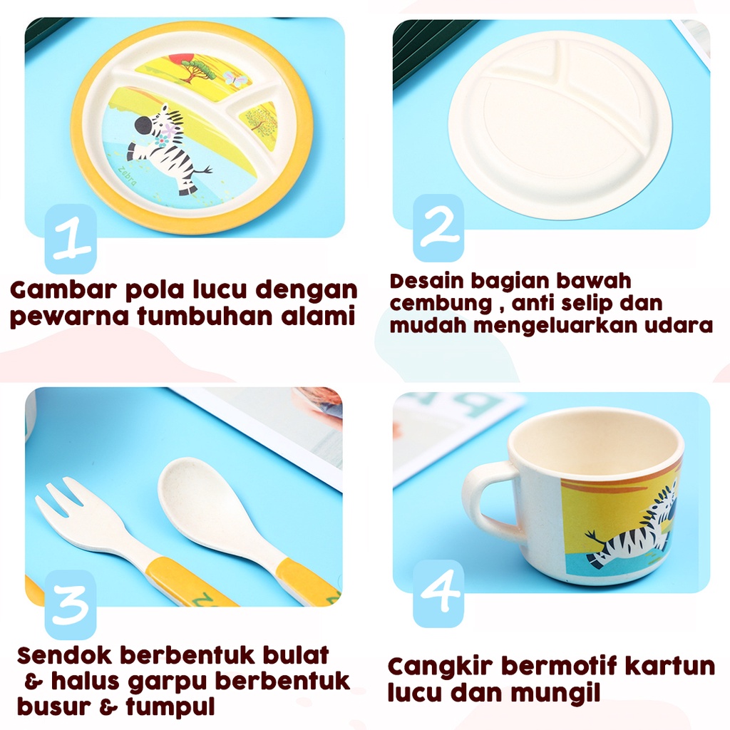 Set Alat Makan Anak Imut Desain Karakter Lucu Tempat Makan Balita Piring Anak Perlengkapan Makan Anak