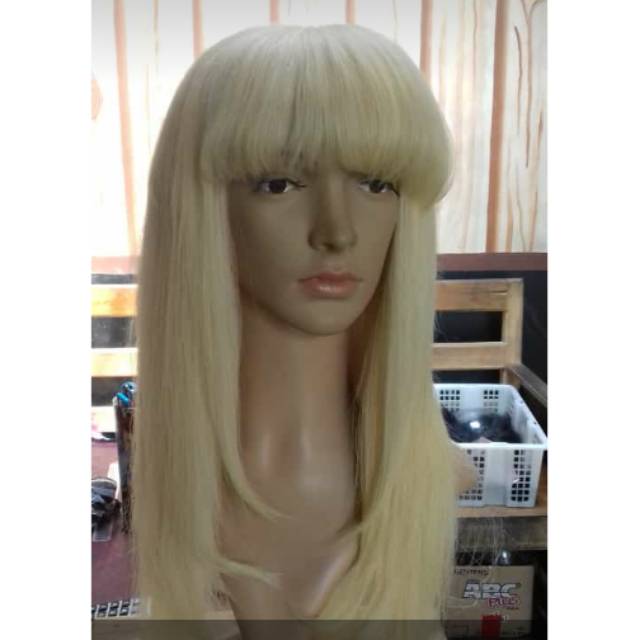 Wig warna blonde rambut asli