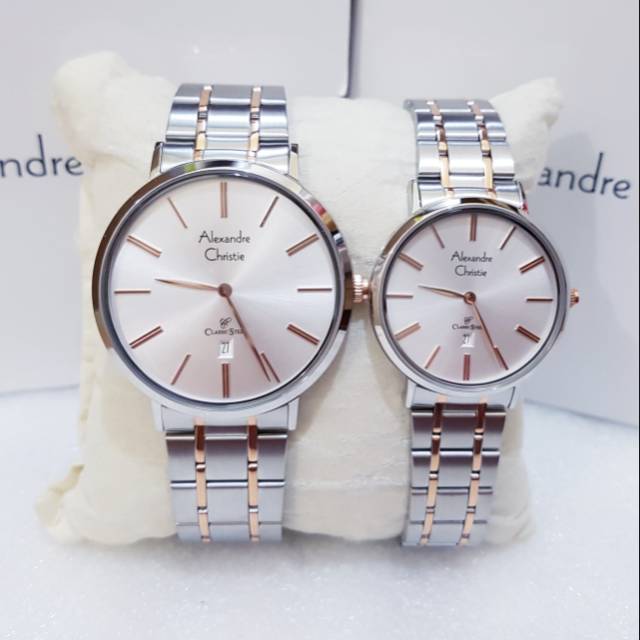 JAM TANGAN COUPLE ALEXANDRE CHRISTIE AC 8597 SILVER ROSEGOLD ORIGINAL