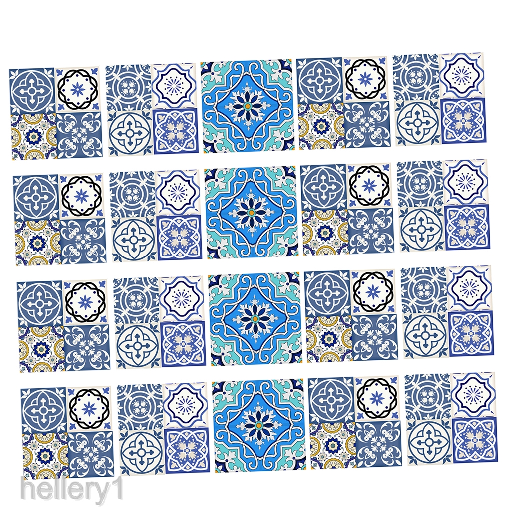 Hellery1 20 Pieces Mosaic Wall Tiles Stickers Kitchen Bathroom Tile Decals Waterproof Shopee Indonesia