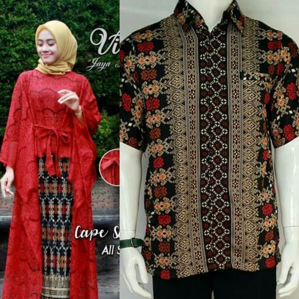 set kebaya cape savitri hem pendek couple kekinian