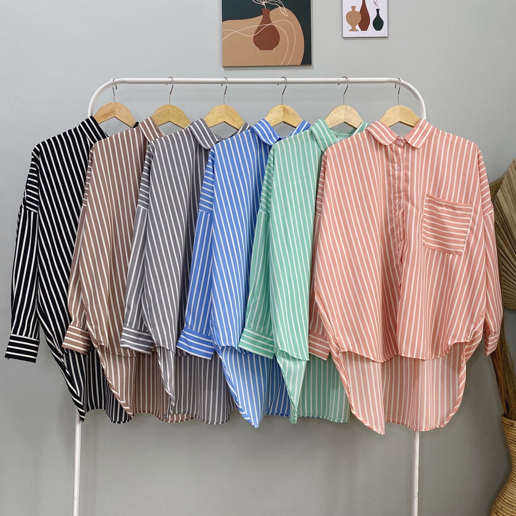 KEMEJA SALUR JIHYUN WOLFIS DAILY LONG SHIRT OFFICE SHIRT PREMIUM B448 CO