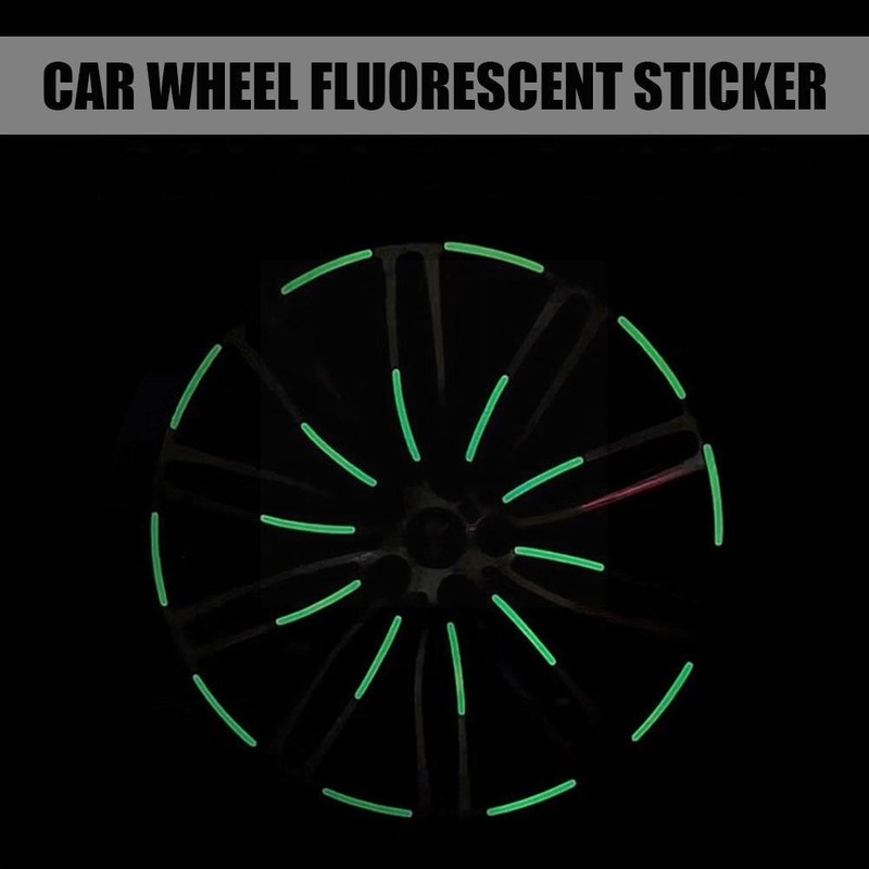 20 Pcs / Set Stiker Velg Mobil Bentuk Busur Motif Garis Bercahaya Dalam Gelap