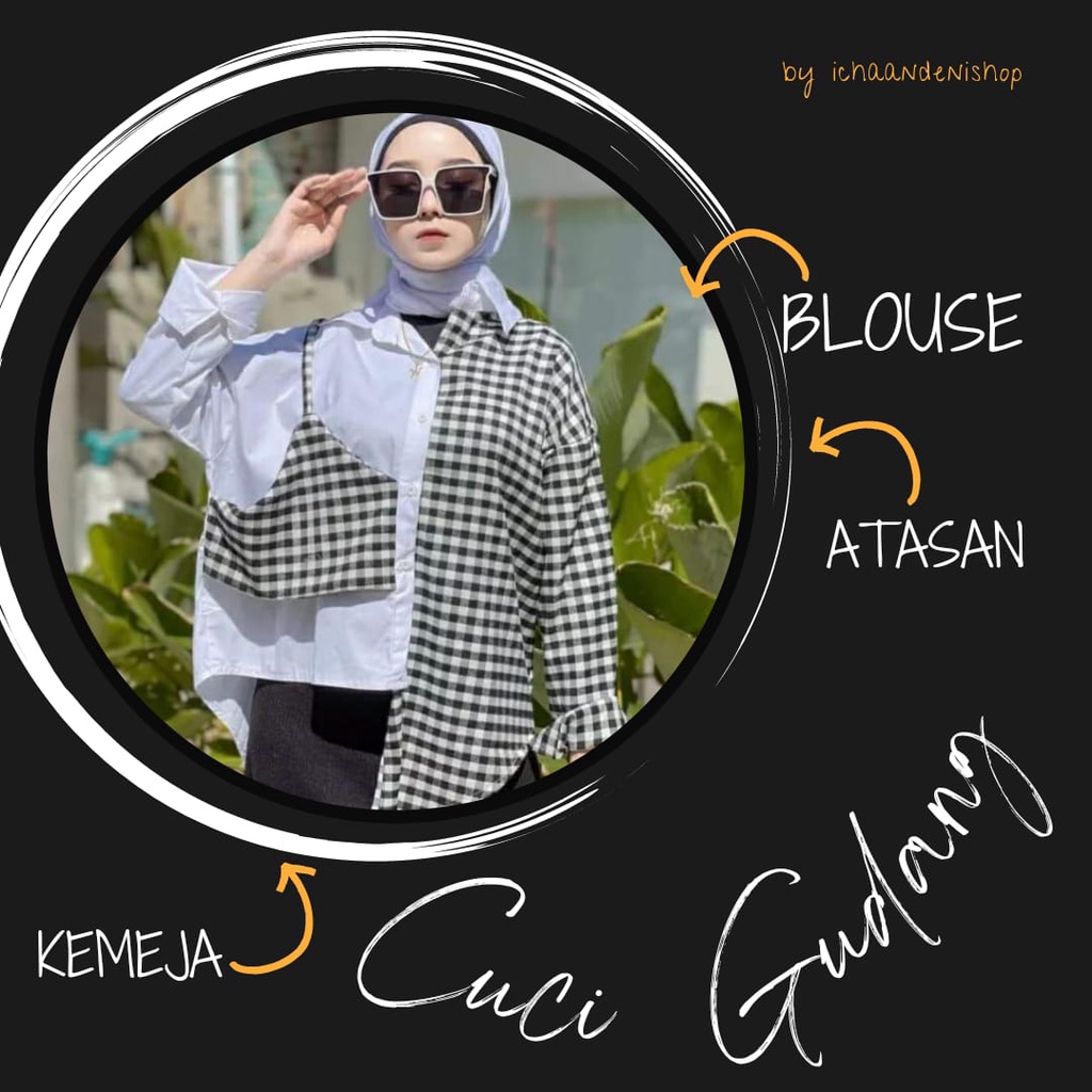 SALE !!! CUCI GUDANG ICHAANDENISHOP Blouse Korea Kemeja Atasan Trendy